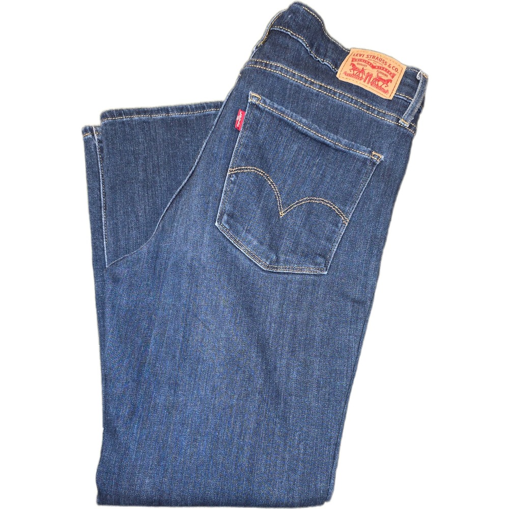Levi 724 High Rise‎ Straight Crop Jeans Dark Wash Blue Denim Size 30 Womens